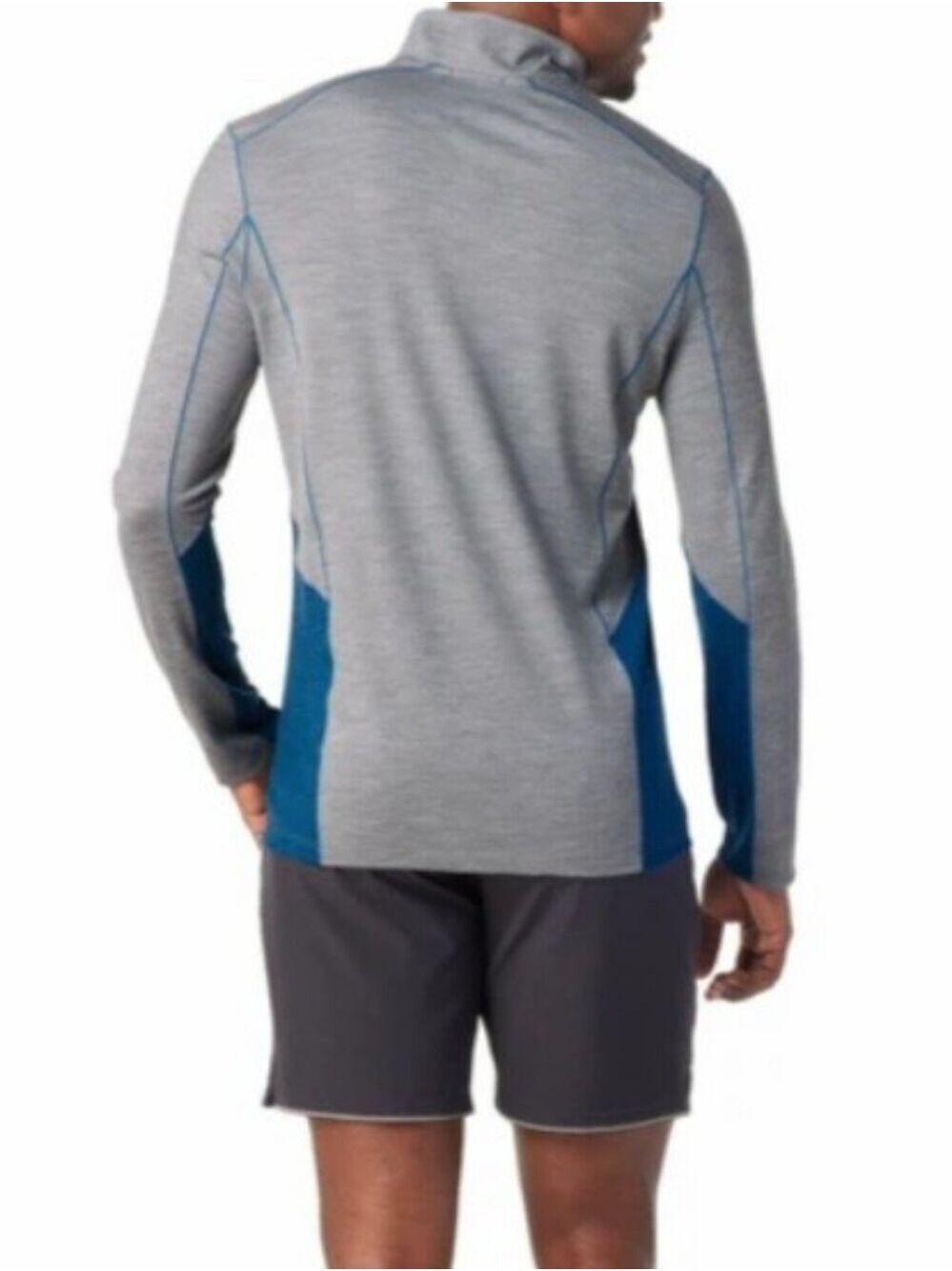 Smartwool Merino Sport 150 1/4 Zip Long Sleeve Pullover Gray Blue - Size Medium - Picture 9 of 13
